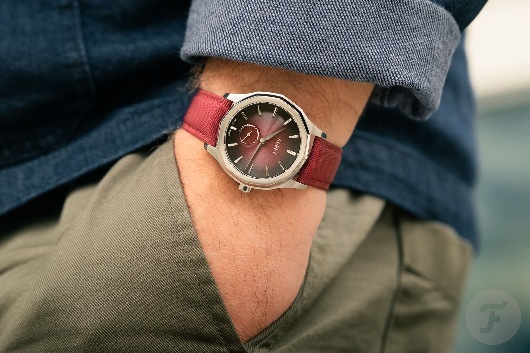 burgundy-dial Auret Mederi pocket shot