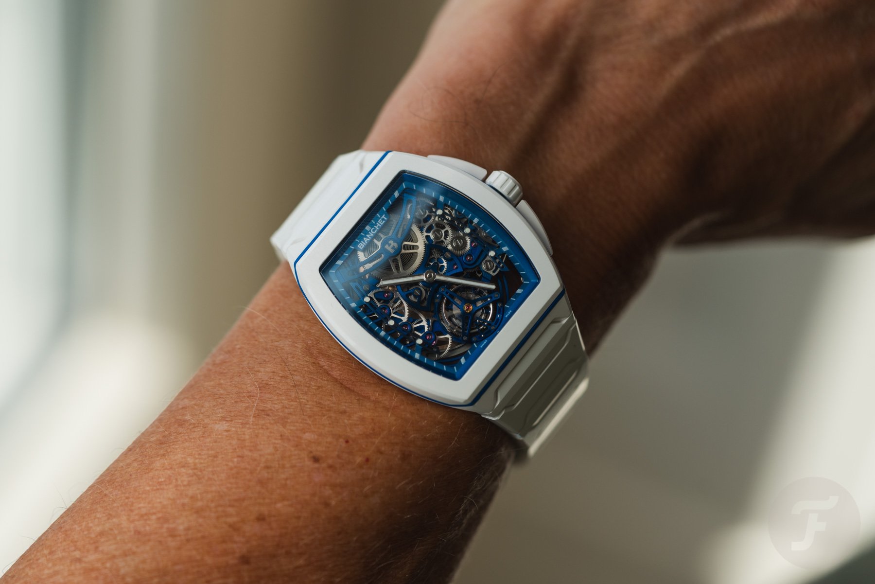 Bianchet Tonneau UltraFino Ceramic Skeleton White wrist shot
