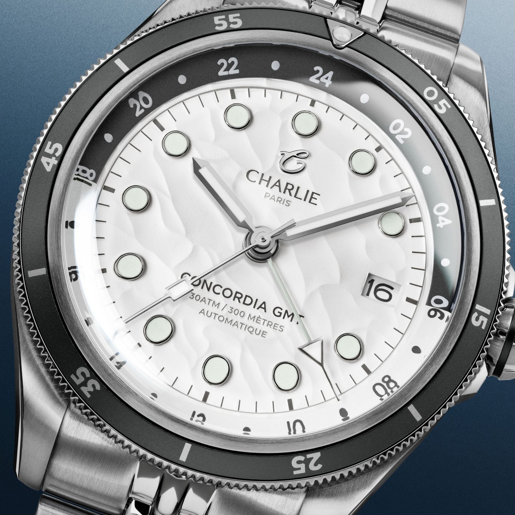 Dial of the updated Charlie Concordia GMT Tundra