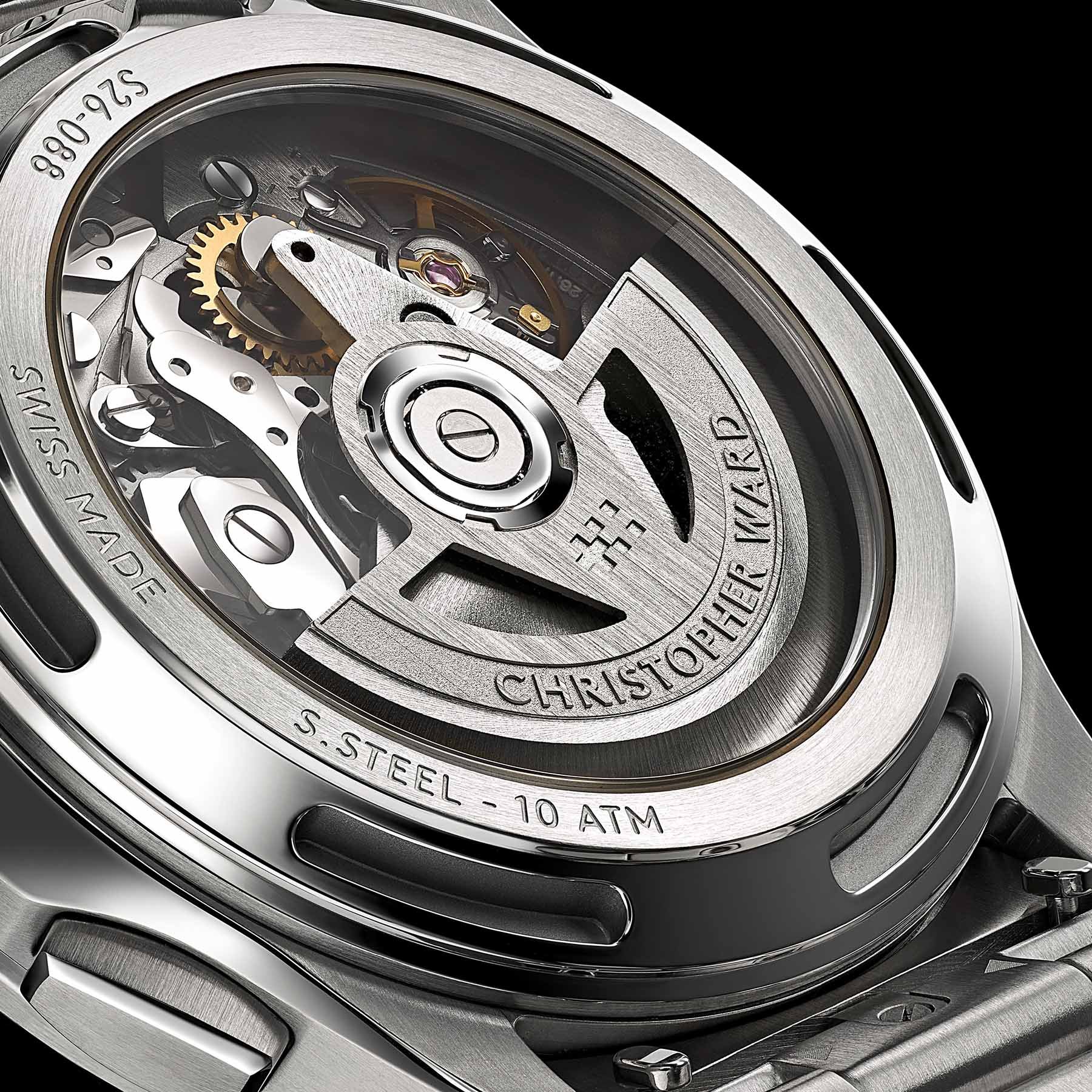 Christopher Ward C63 Sealander Chronograph case back and movement