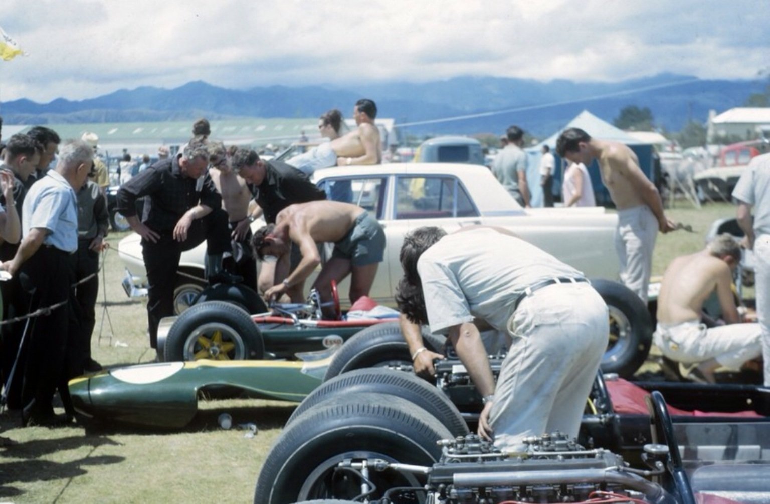 people working on cars at Levin Motor Racing Circuit