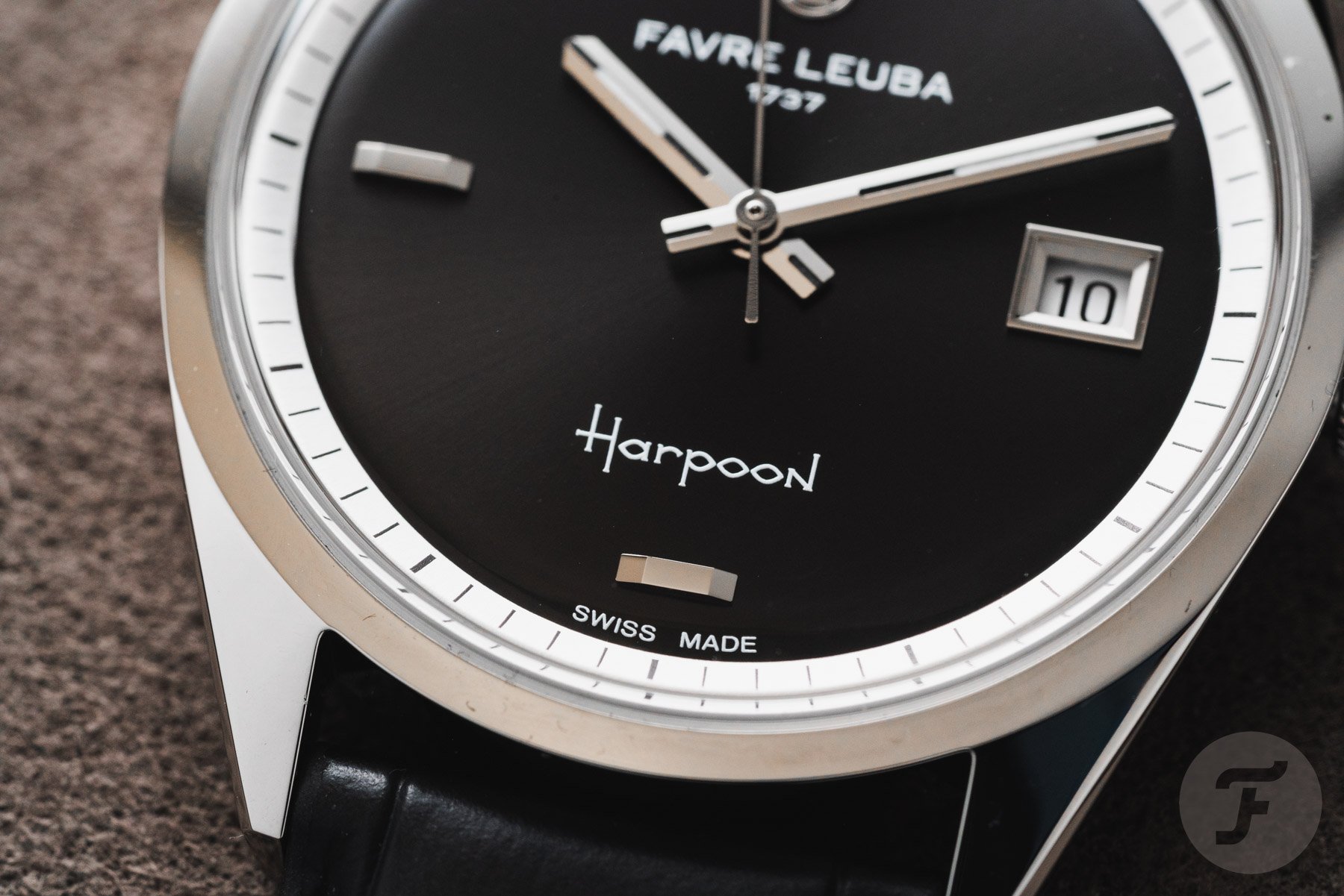 black Favre Leuba Harpoon Revival dial detail