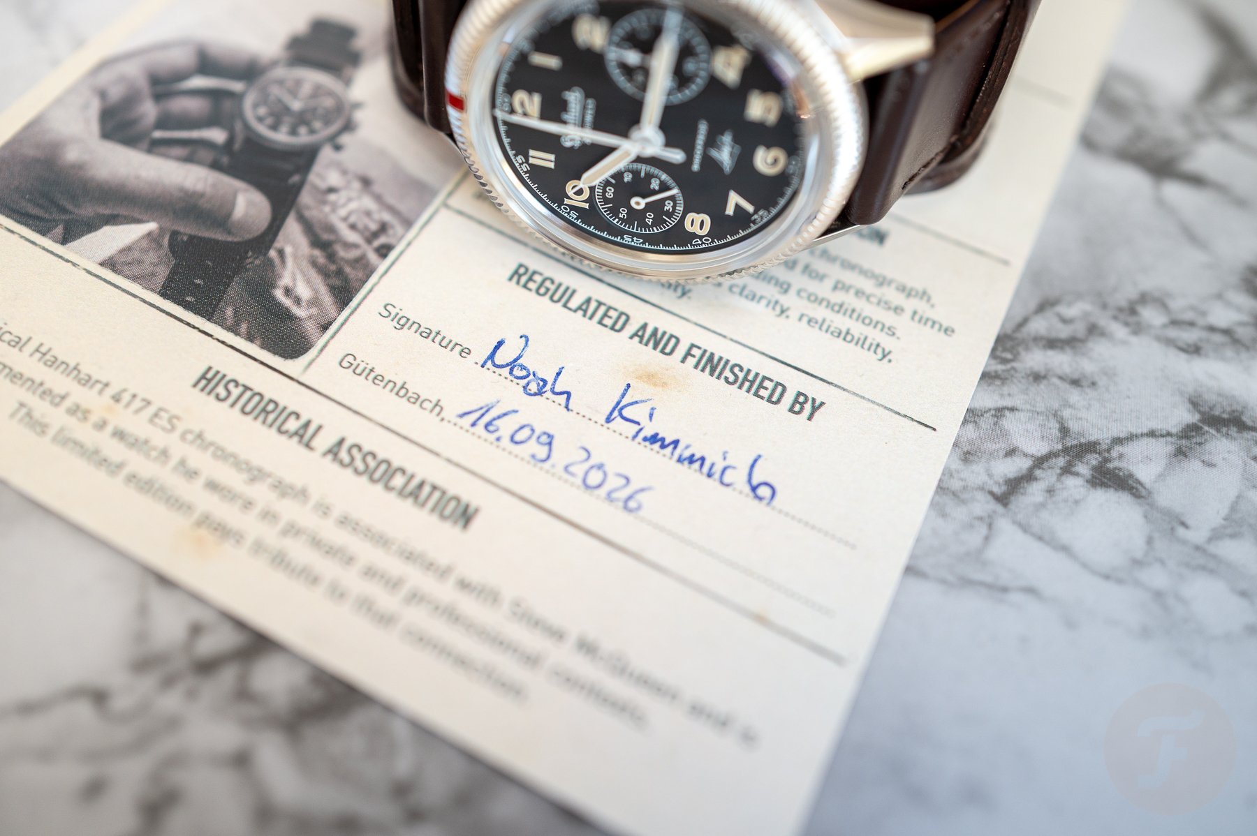 Hanhart 417 ES Steve McQueen Limited Edition No. 1 on LE card
