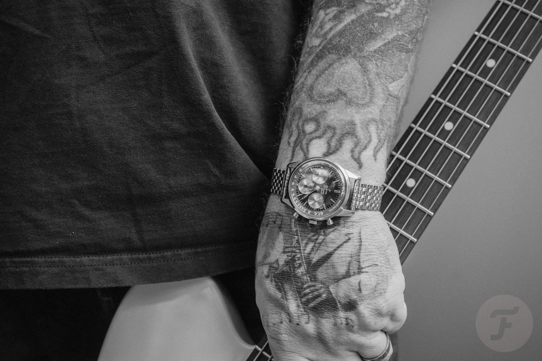 Guitarist Josh Smith with an Enicar Sherpa Graph on his wrist