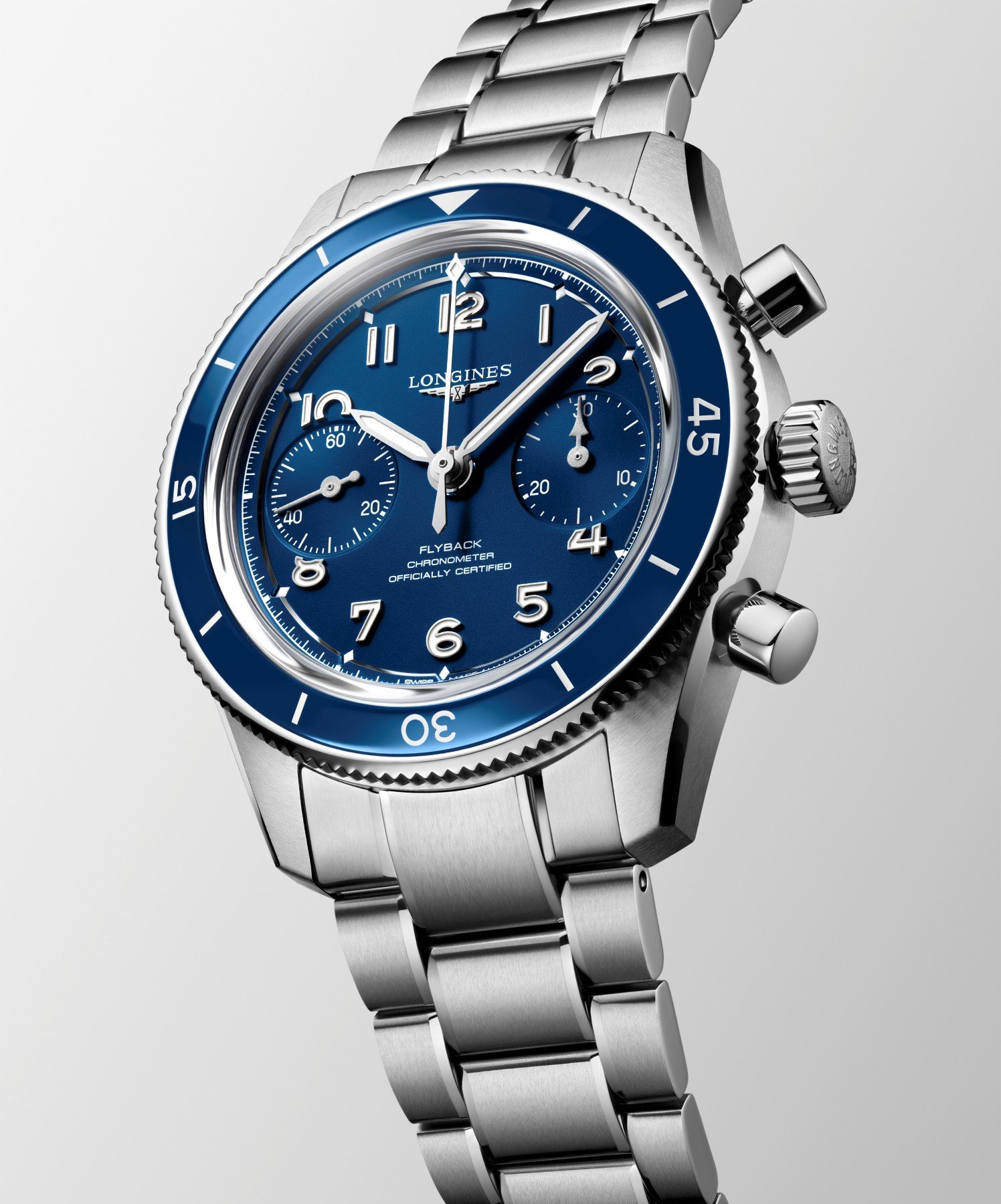 Longines Spirit Pilot Flyback L3.721.4.93.6 upright, tilted