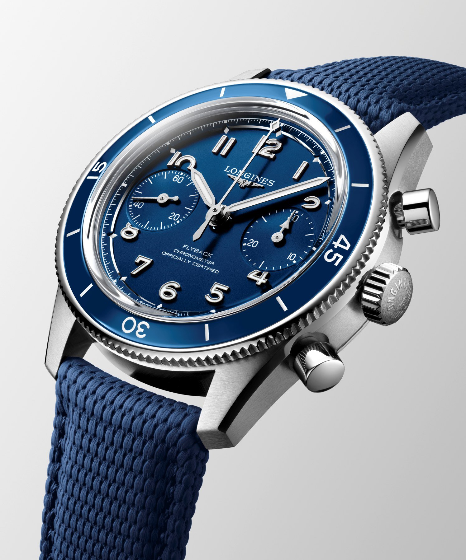 Longines Spirit Pilot Flyback L3.721.4.93.9 angled view