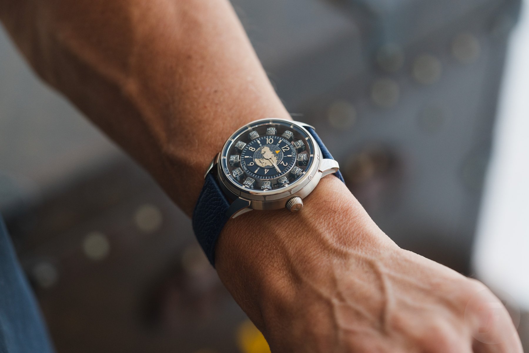 Louis Vuitton Tambour Spin Time Air Antipode on wrist
