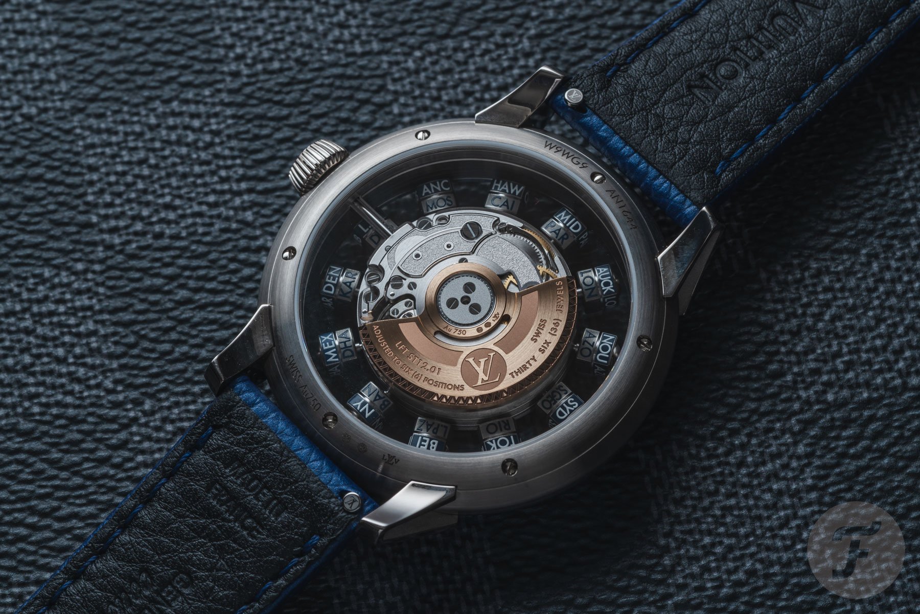 Louis Vuitton Tambour Spin Time Air Antipode case back and movement
