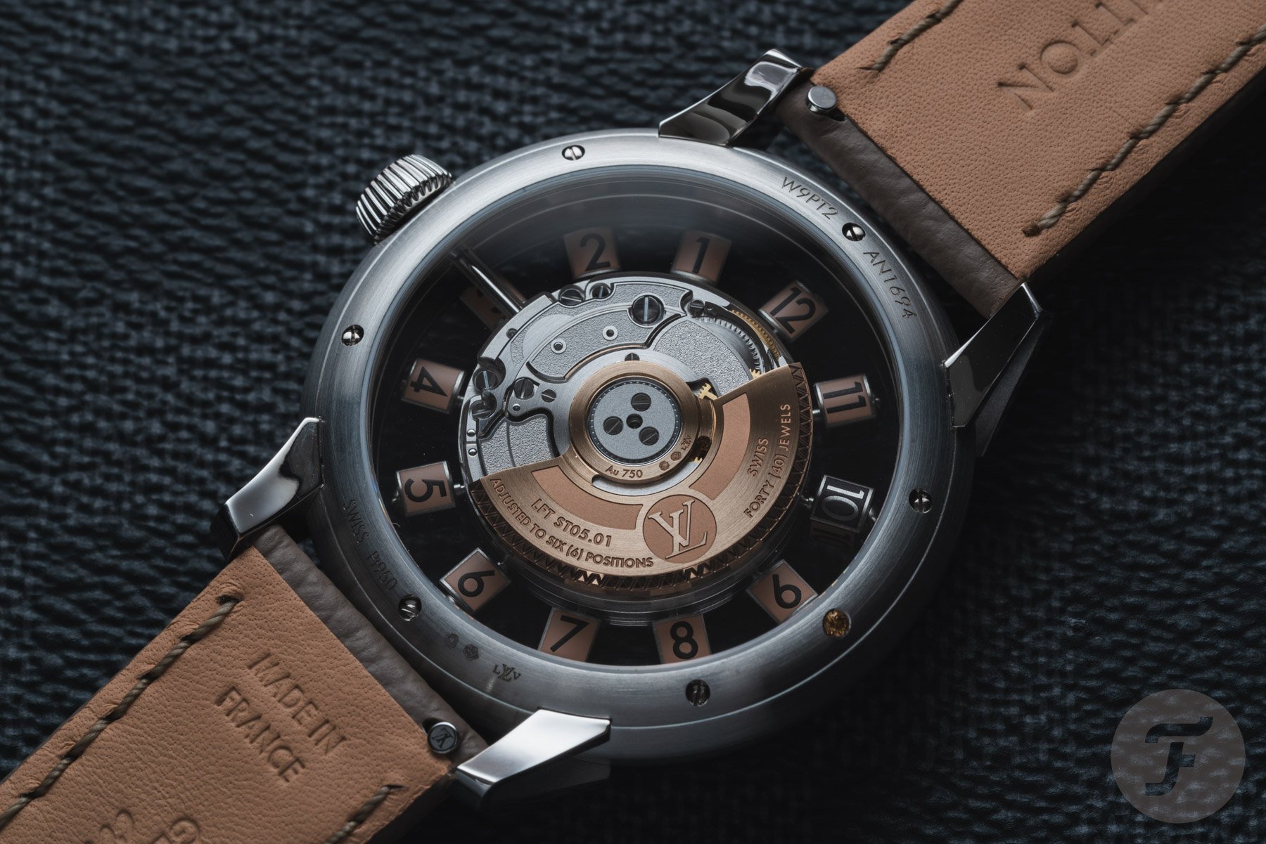 Louis Vuitton Tambour Spin Time Air Flying Tourbillon case back and movement