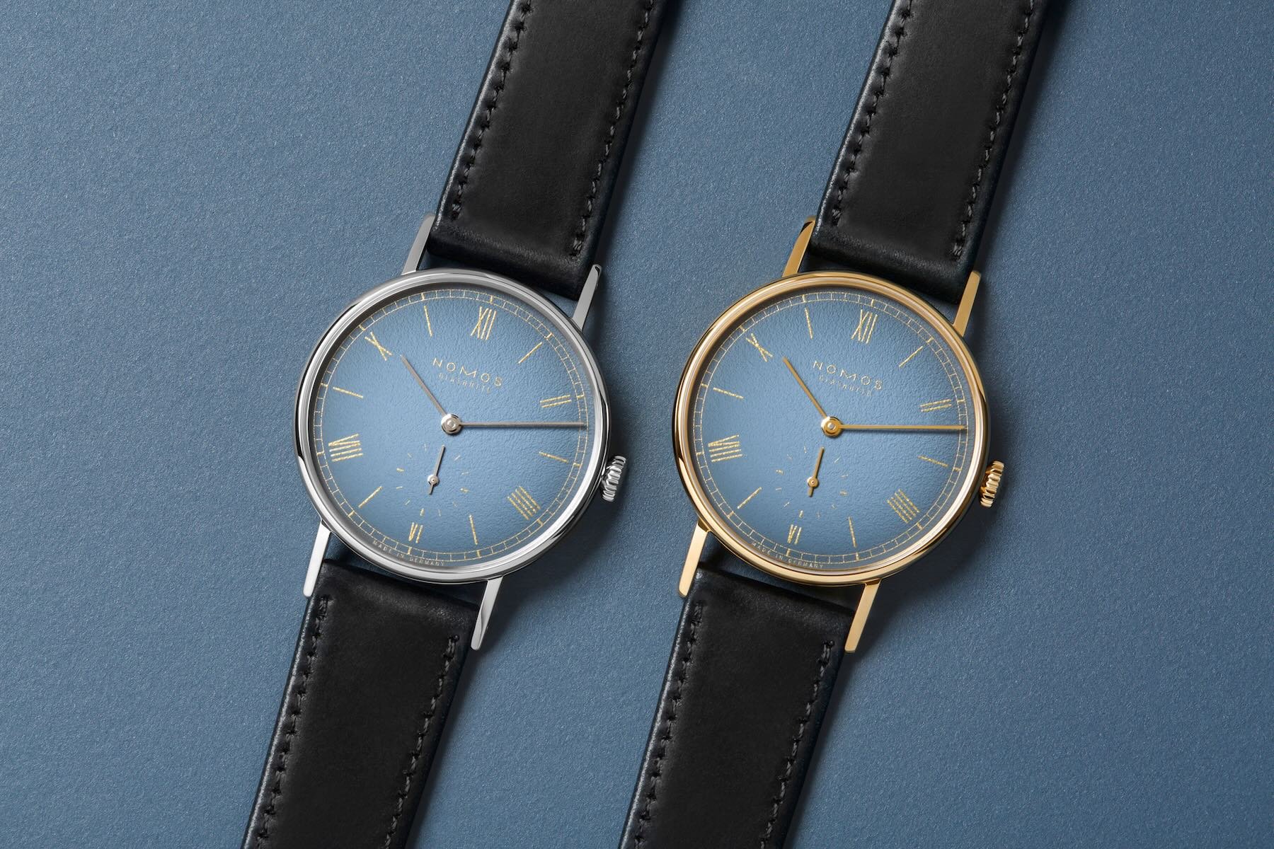 Nomos Twice Unique Ludwig Drift watches side by side