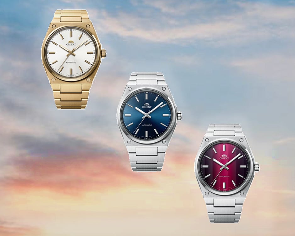 three Orient Flusso models, sky background
