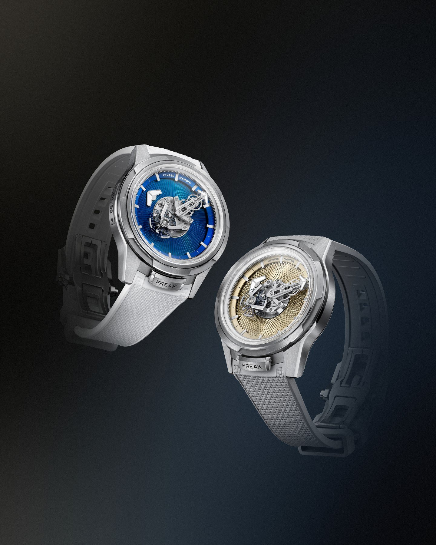 Ulysse Nardin Freak One Blue Enamel and Freak One Guilloché floating