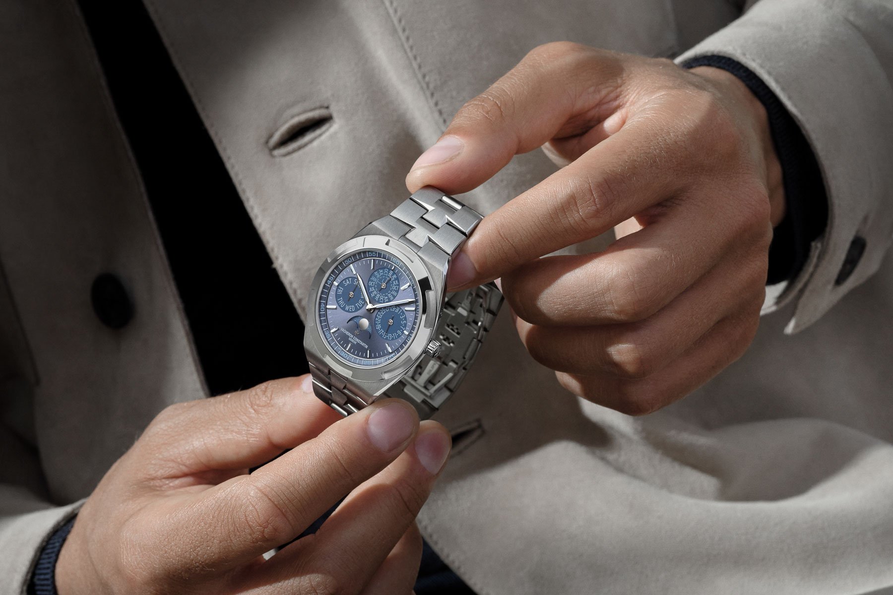September 2026 releases — Vacheron Constantin Overseas Perpetual Calendar Ultra-Thin 30th Anniversary in hands