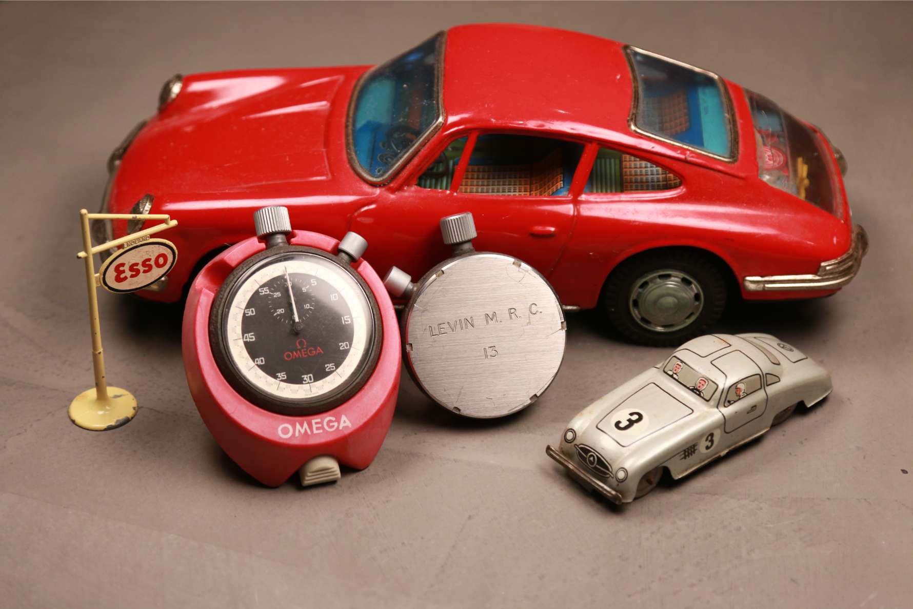 Omega stopwatches from Levin Motor Racing Circuit with car-related items