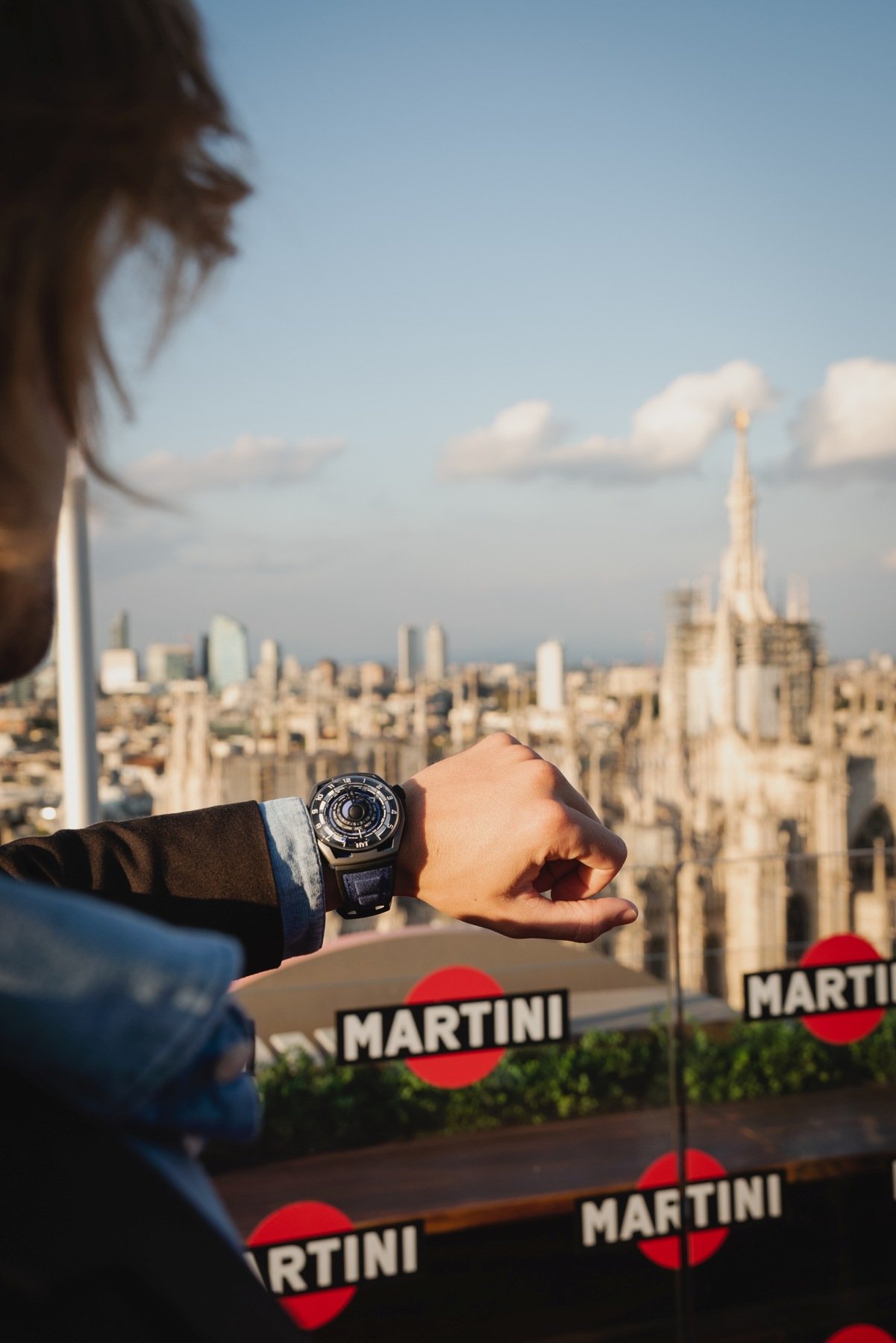 Wristshot during Milano Watch Week 2024 with the duomo in the background