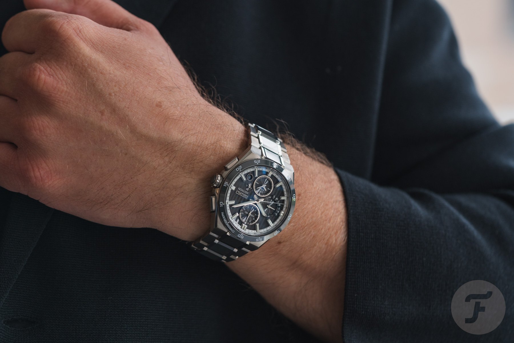 Seiko Astron GPS Solar Dual Time Chronograph HAB007 on wrist