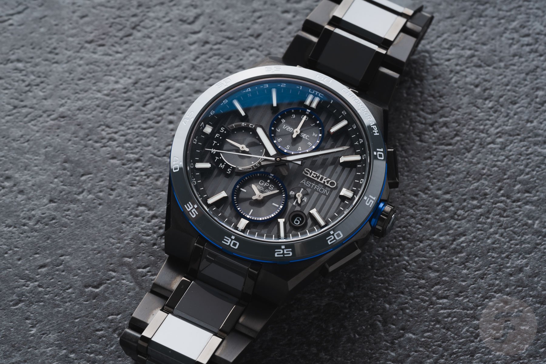 Seiko Astron GPS Solar Dual Time Chronograph HAB008 flat-lay