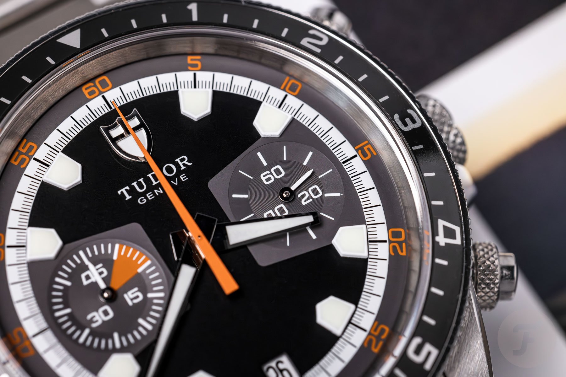 Tudor Heritage Chrono dial up close