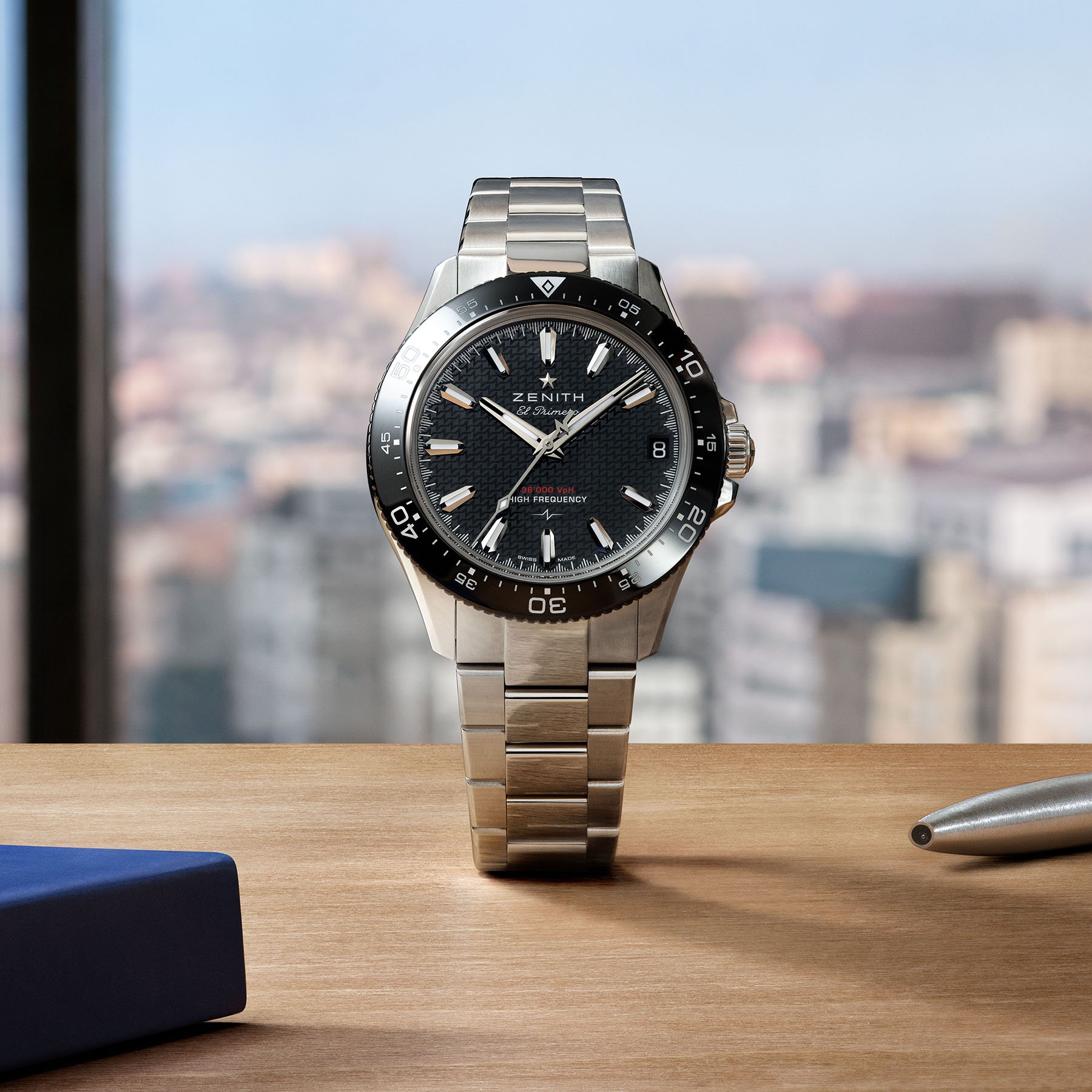 black-dial Zenith Chronomaster Solo Sport head on