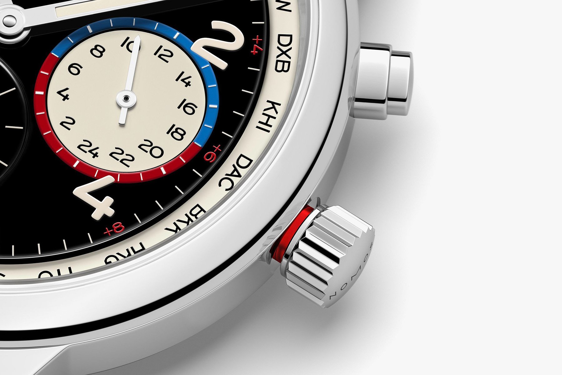 Nomos Club Sport Neomatik Worldtimer Dark crown unscrewed