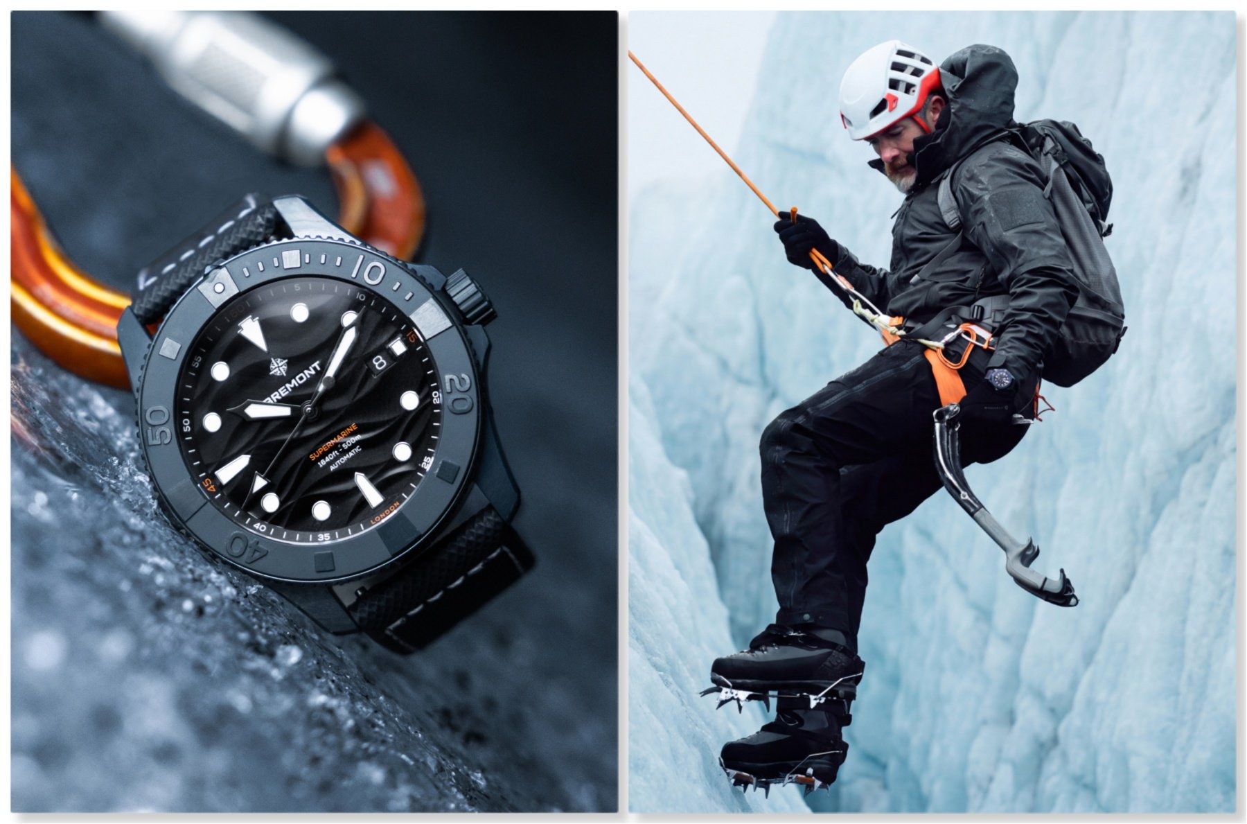 Collage of the Bremont Supermarine Full Ceramic Deep Blue
