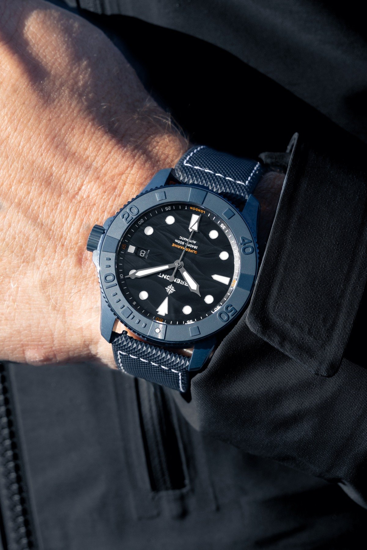 Bremont Supermarine Full Ceramic Deep Blue on wrist