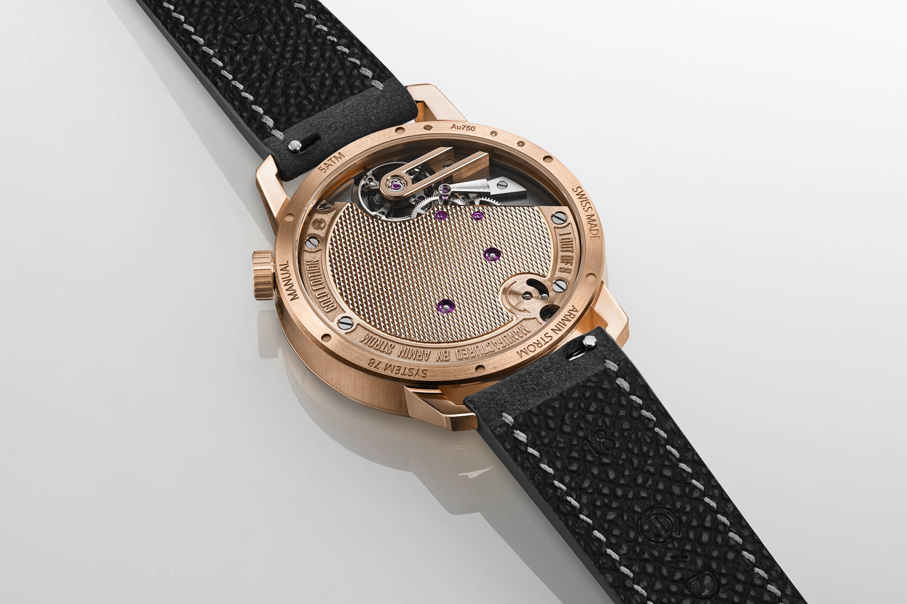 Armin Strom Tribute³ Au750 case back and movement