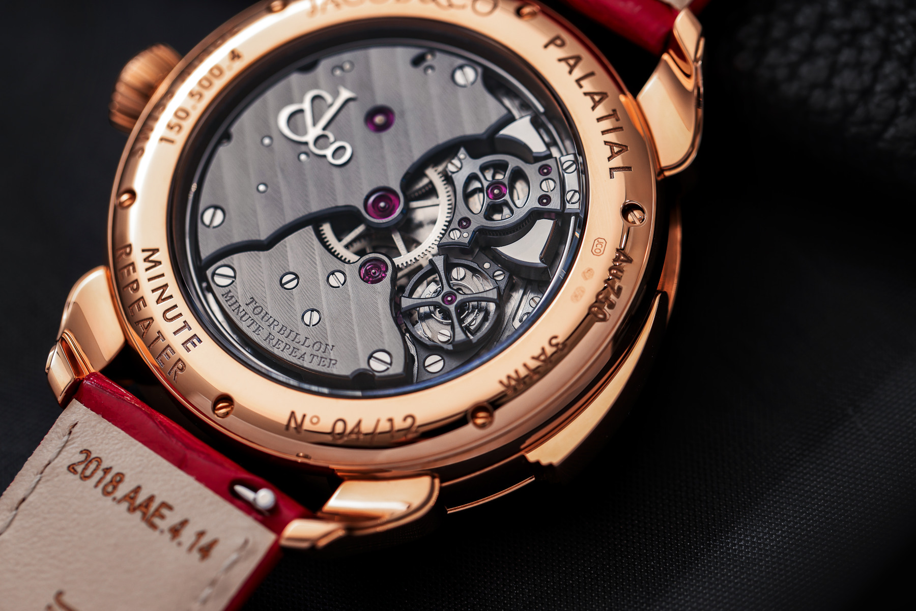 Jacob & Co. Palatial Flying Tourbillon Minute Repeater closeup of the movement