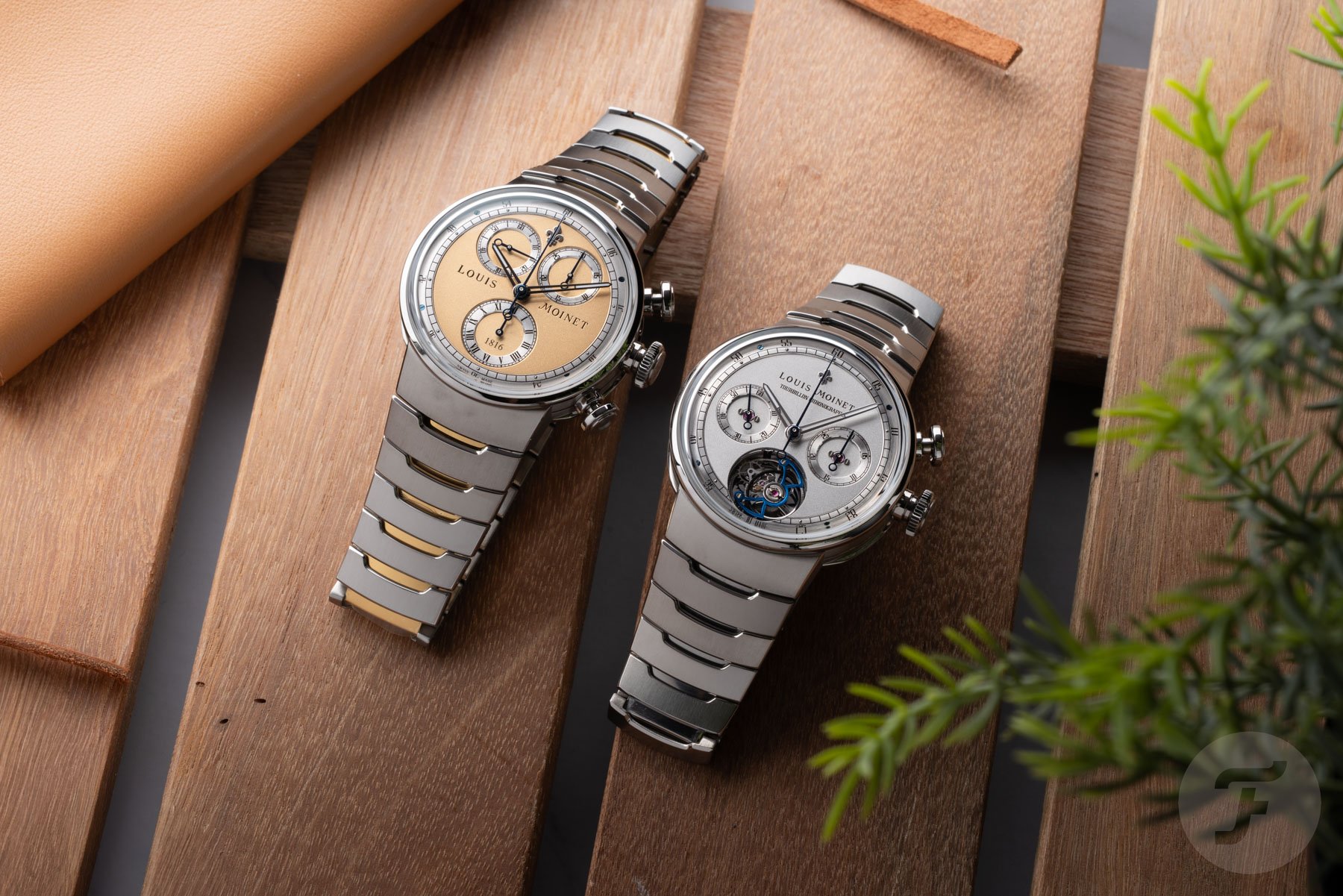 Louis Moinet 1816 Chronograph Champagne (left) and the 1816 Tourbillon Chronograph