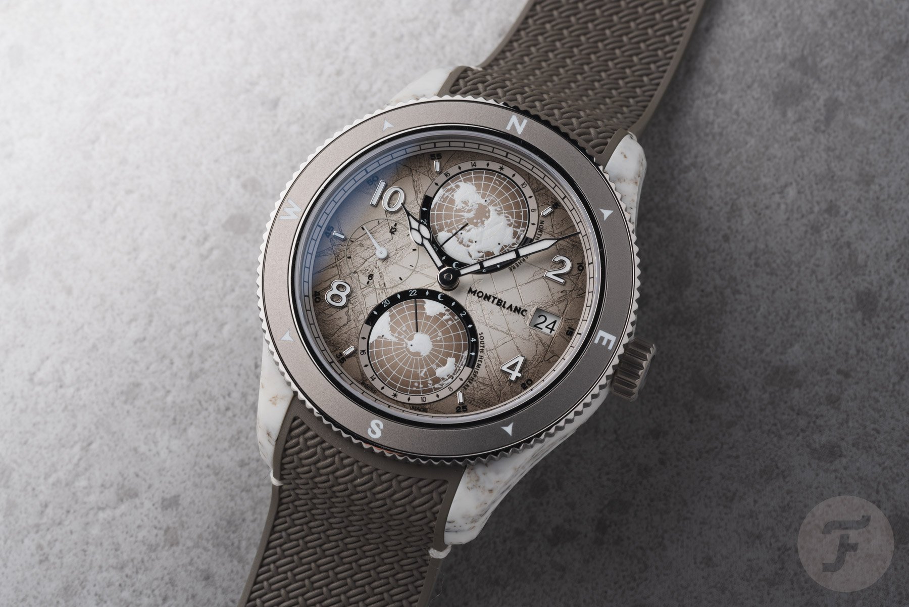 Frontal view of the Montblanc Geosphere 0 Oxygen Mount Elbrouz LE 829