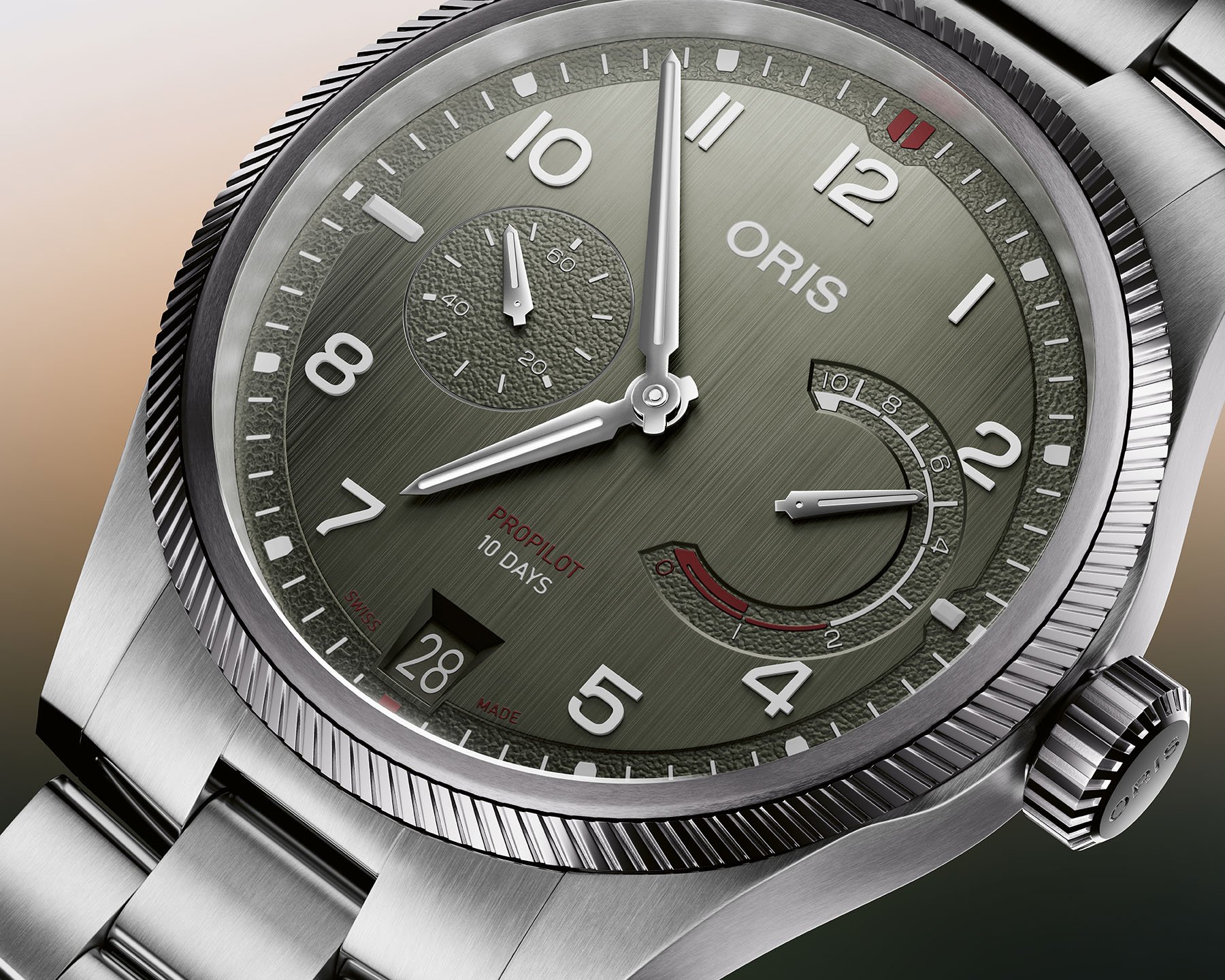 Oris ProPilot Calibre 111 green dial up close