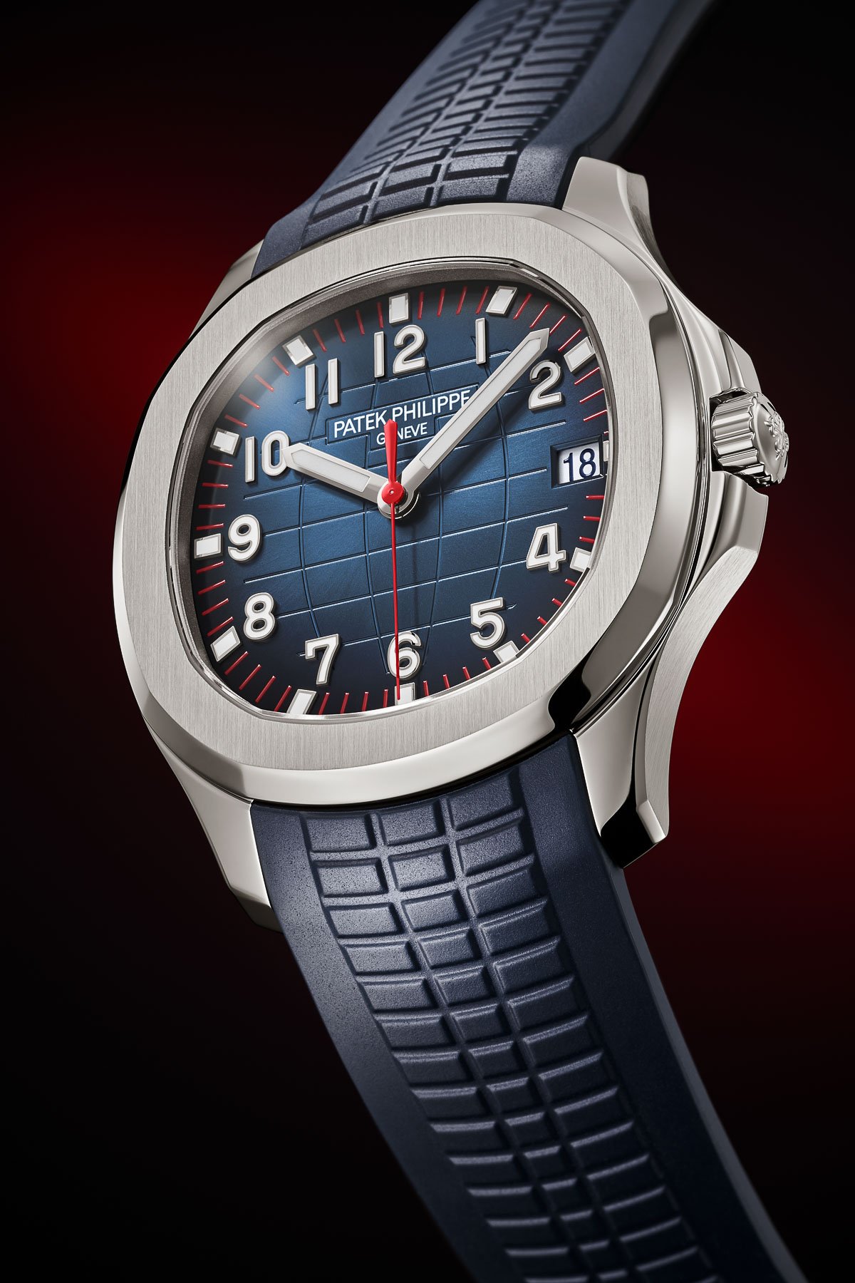 Patek Philippe Aquanaut Date and Center Seconds ref. 5167A-014 Milano 2026 Limited Edition upright, tilted