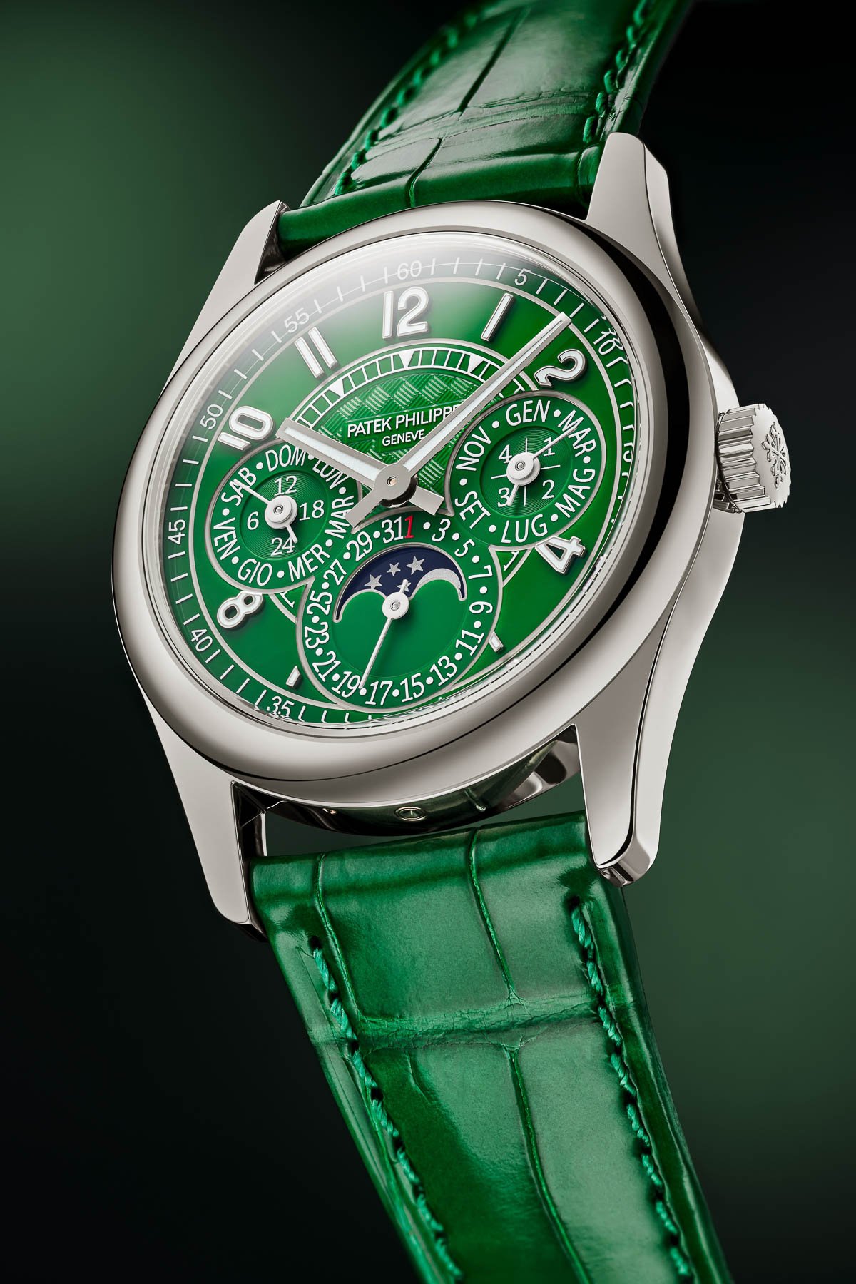 Patek Philippe Perpetual Calendar ref. 7147G-010 upright, tilted