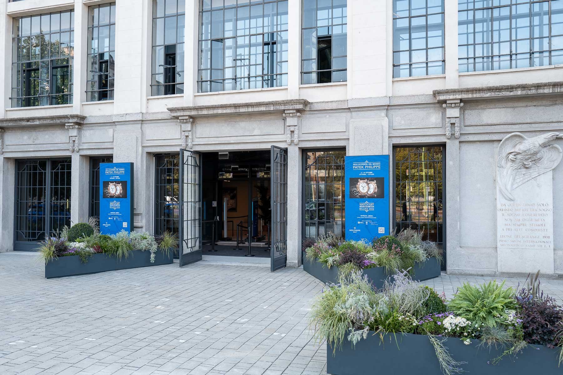 entrance to the Patek Philippe Watch Art Grand Exhibition 2026 Milan
