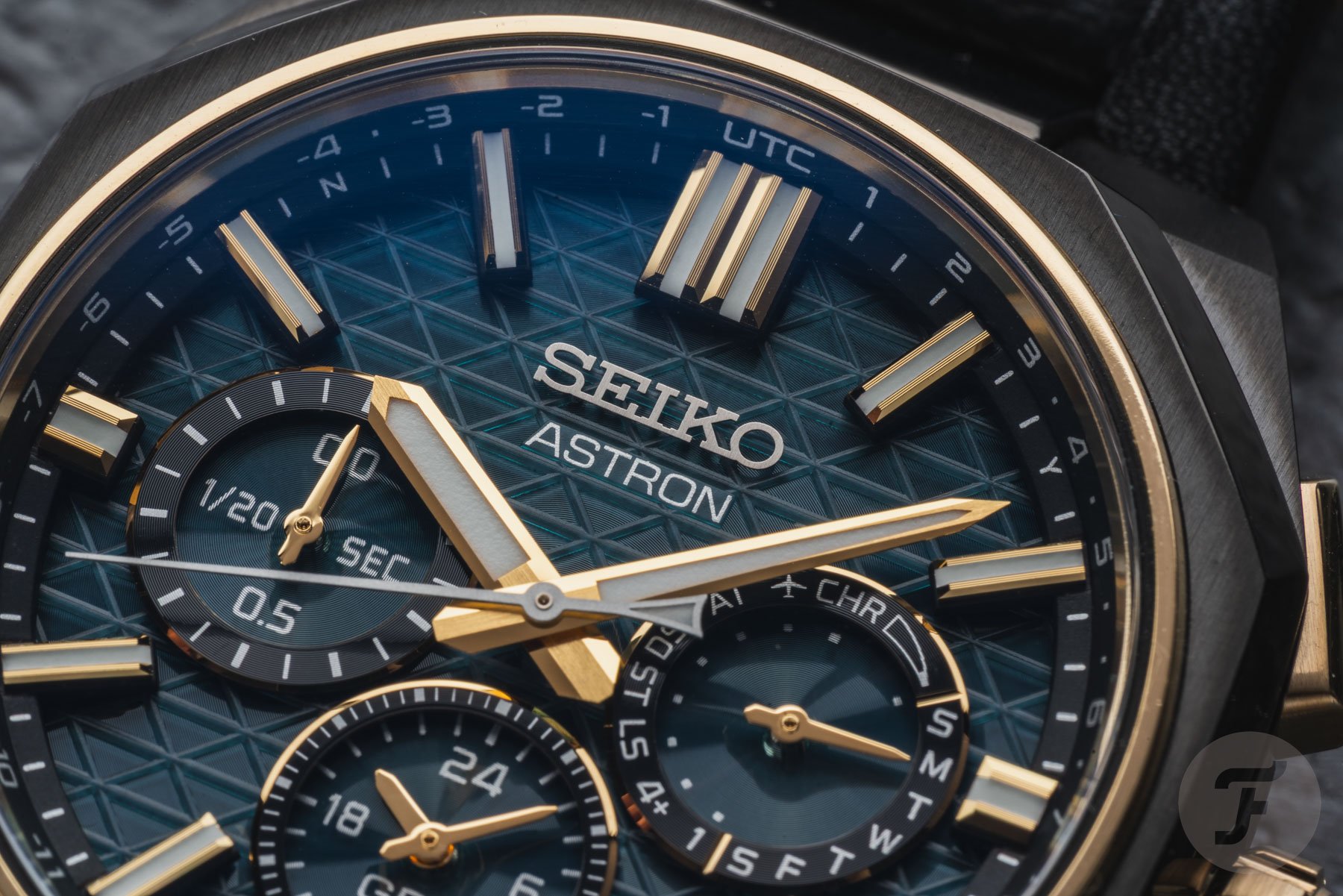 Seiko Astron GPS Solar Dual-Time Chronograph 2026 Limited Edition HAB009 green dial up close
