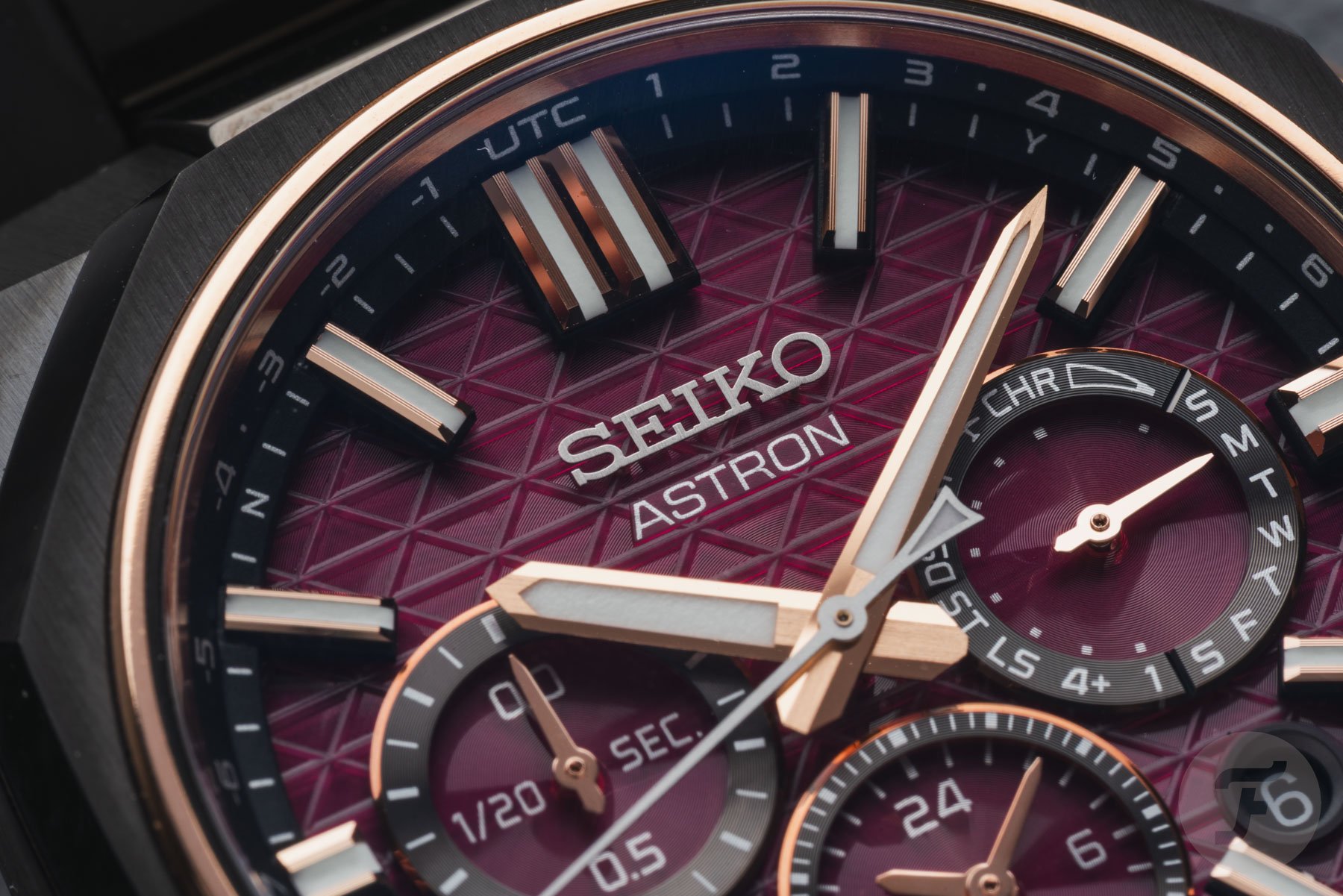 Seiko Astron GPS Solar Dual-Time Chronograph 2026 Limited Edition HAB010 dial up close