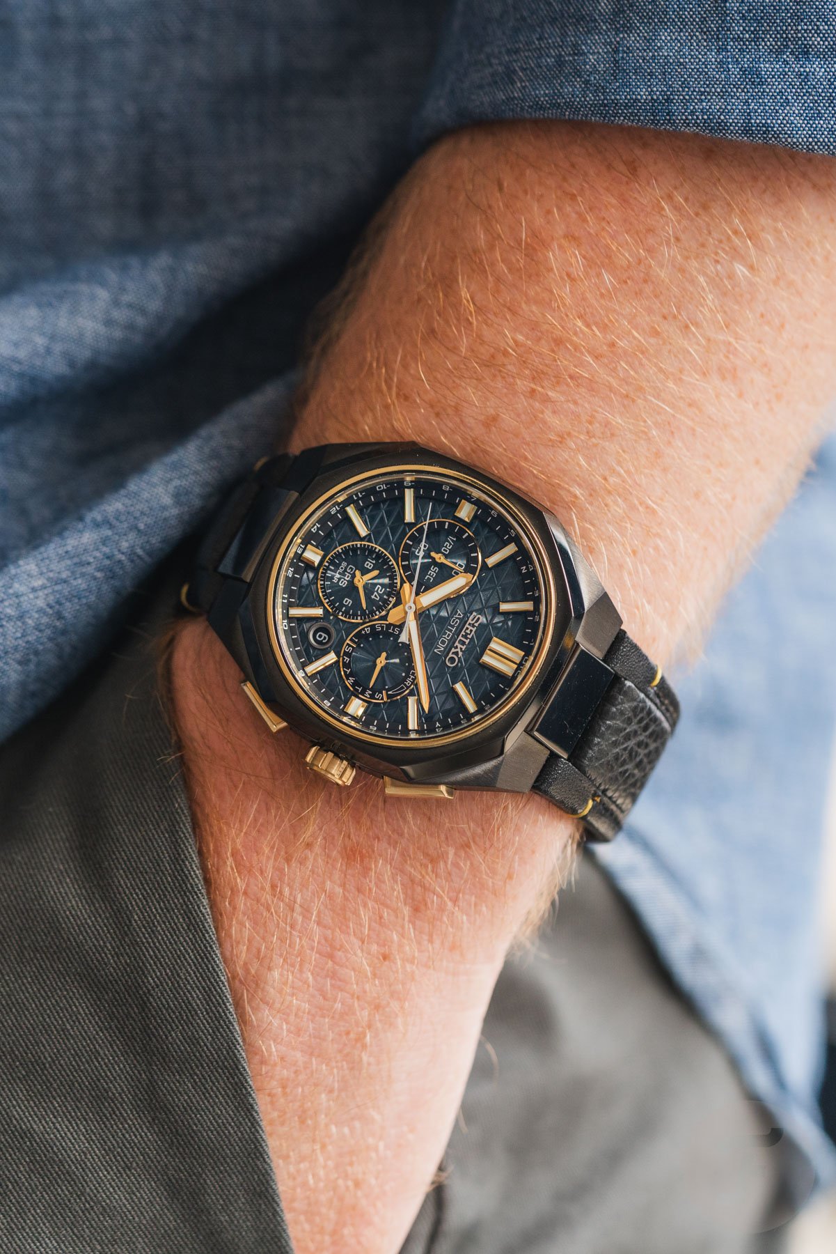 Pocket shot of the Seiko Astron GPS Solar Dual-Time Chronograph 2026 Limited Edition HAB009