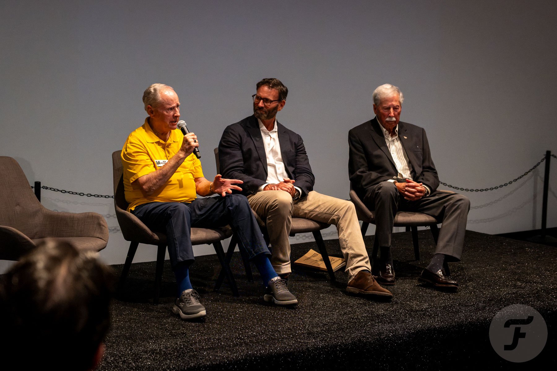 John McLachlan, John Carr, and Robert Rohrbach during Q&A at Navy SEAL Museum San Diego