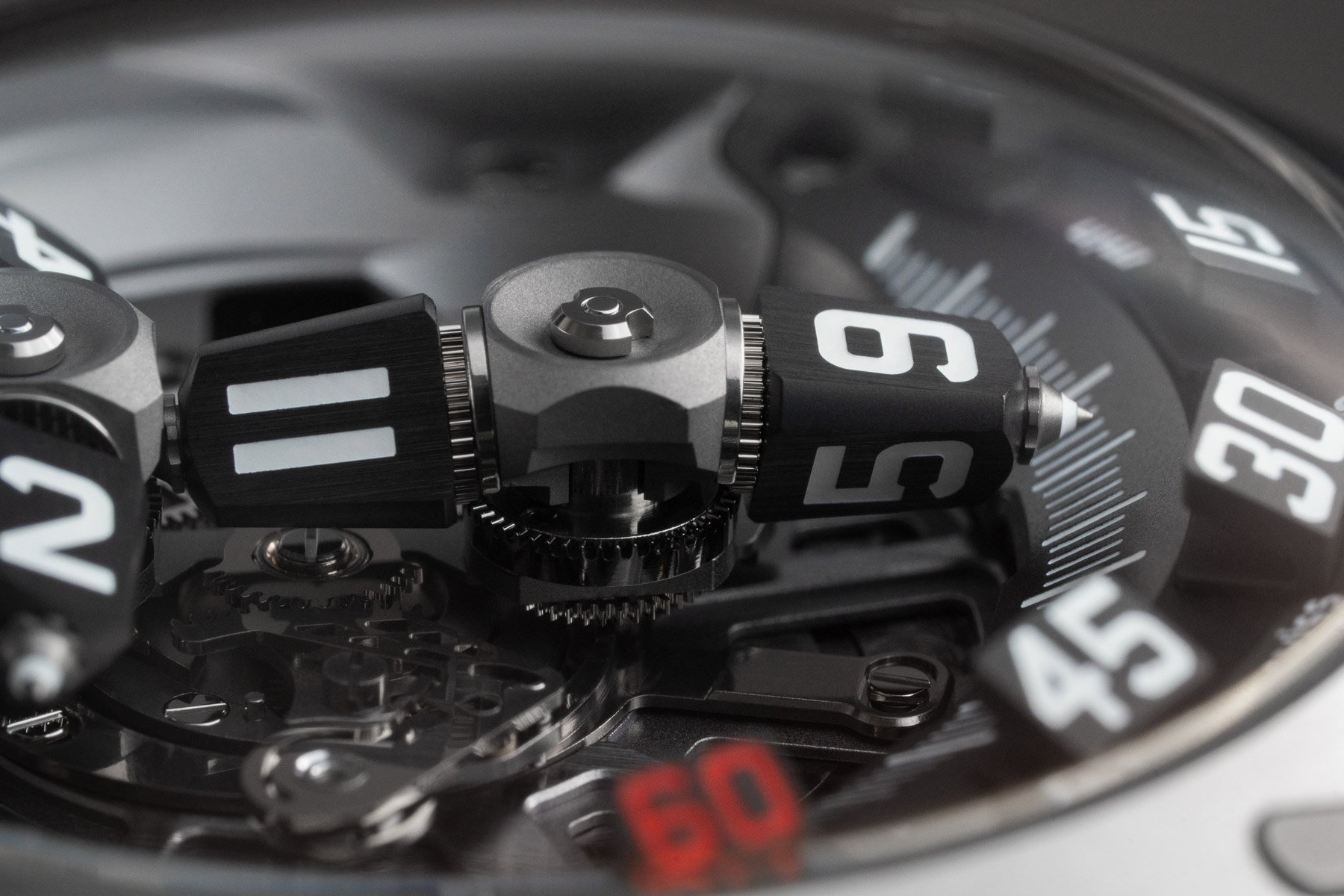Urwerk UR-300 Time Quantum hour display closeup