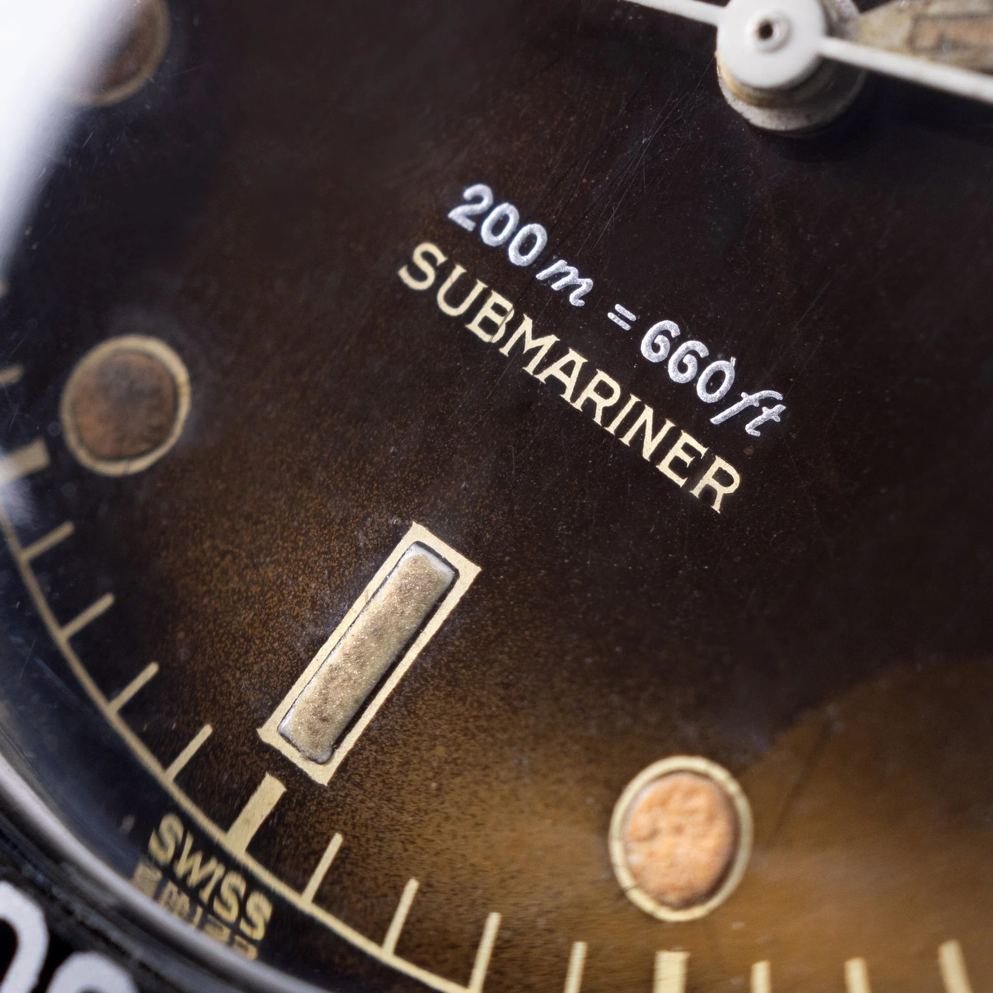 Rolex Submariner ref. 6538 "Big Crown" dial macro