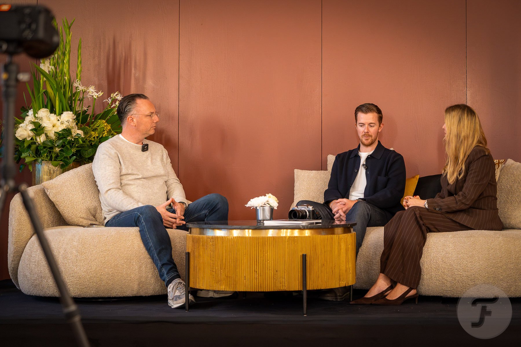 RJ, Nacho, and Daniela Pusch talking at WatchTime Düsseldorf