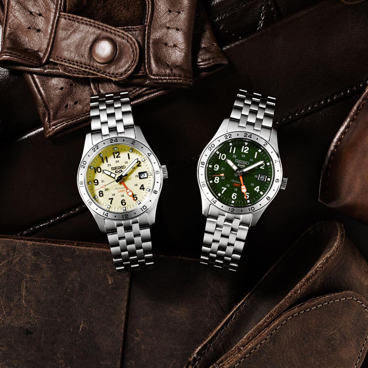 Seiko 5 Sports Field HDB001 and HDB002 upright, head on