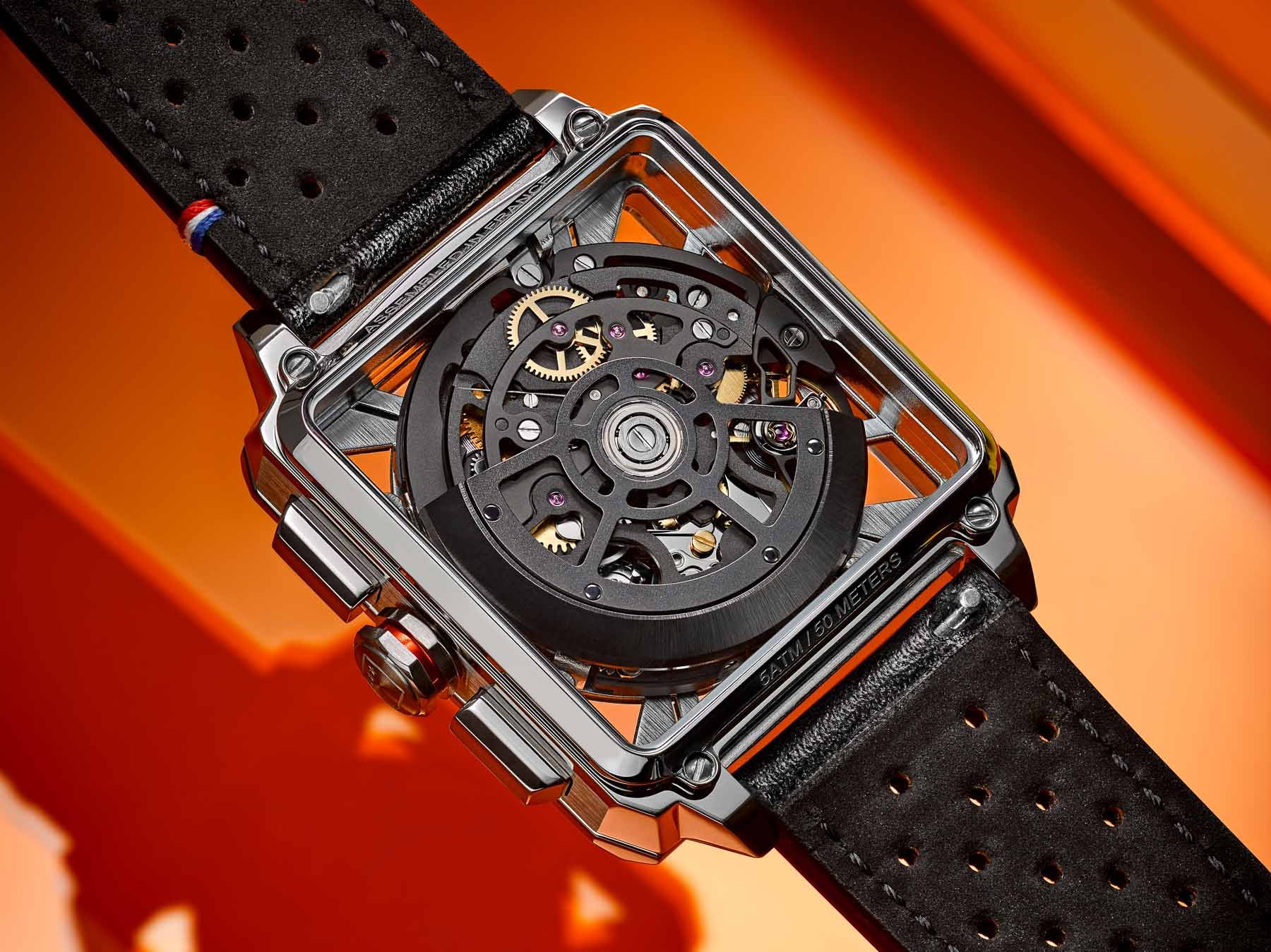 Depancel Serie-R Chronograph Skeleton case back and movement