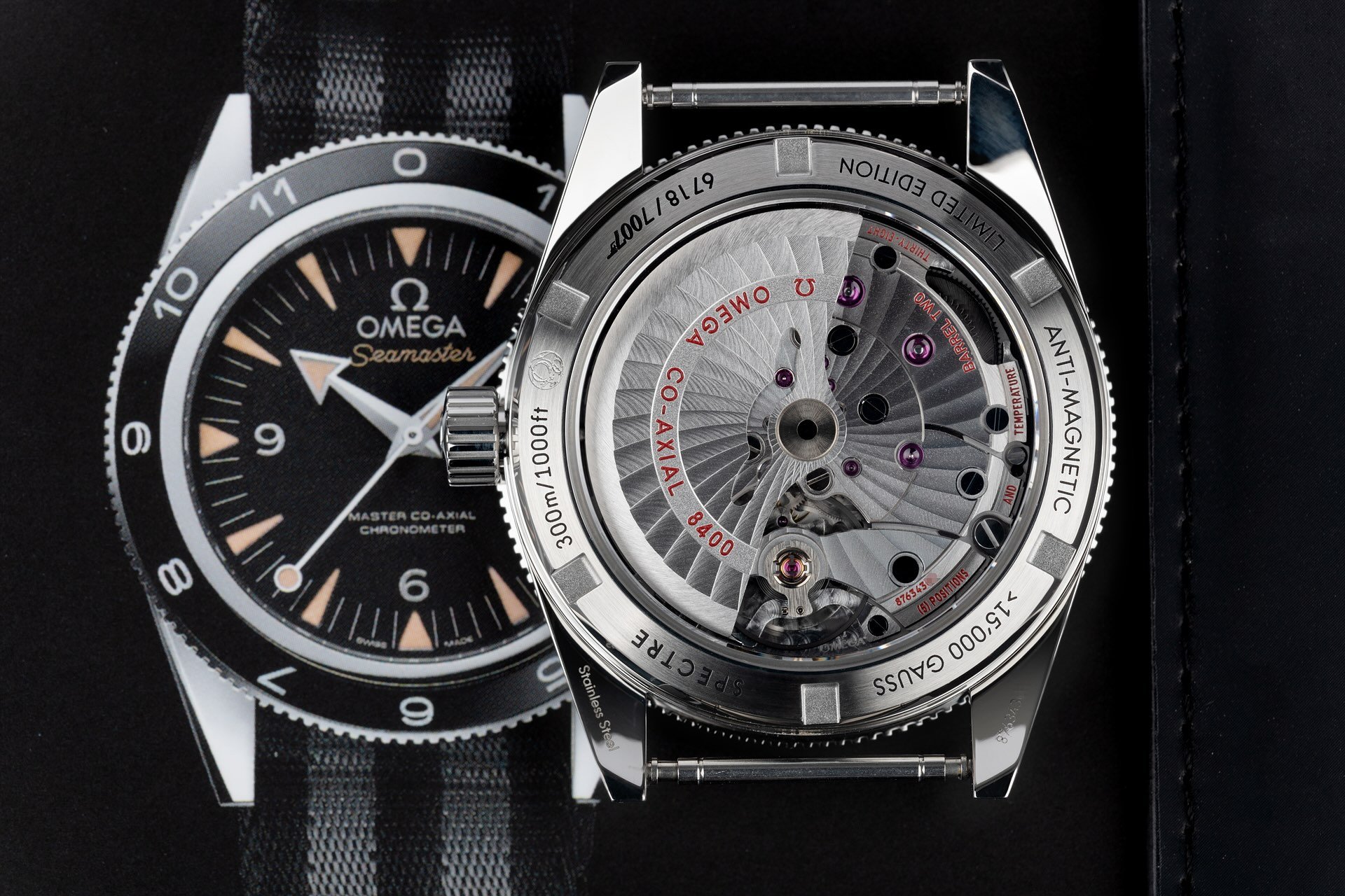 Omega Seamaster 300 Spectre ref. 233.32.41.21.01.001 case back and movement