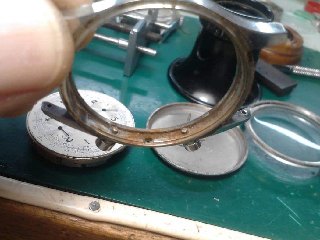 Gallet Multichron 45 during service - the case needed a lot of work