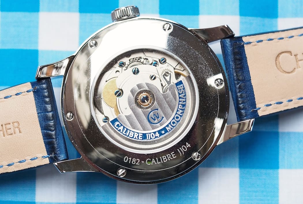 The "JJ04" movement as seen inside the Christopher Ward C9 Moonphase