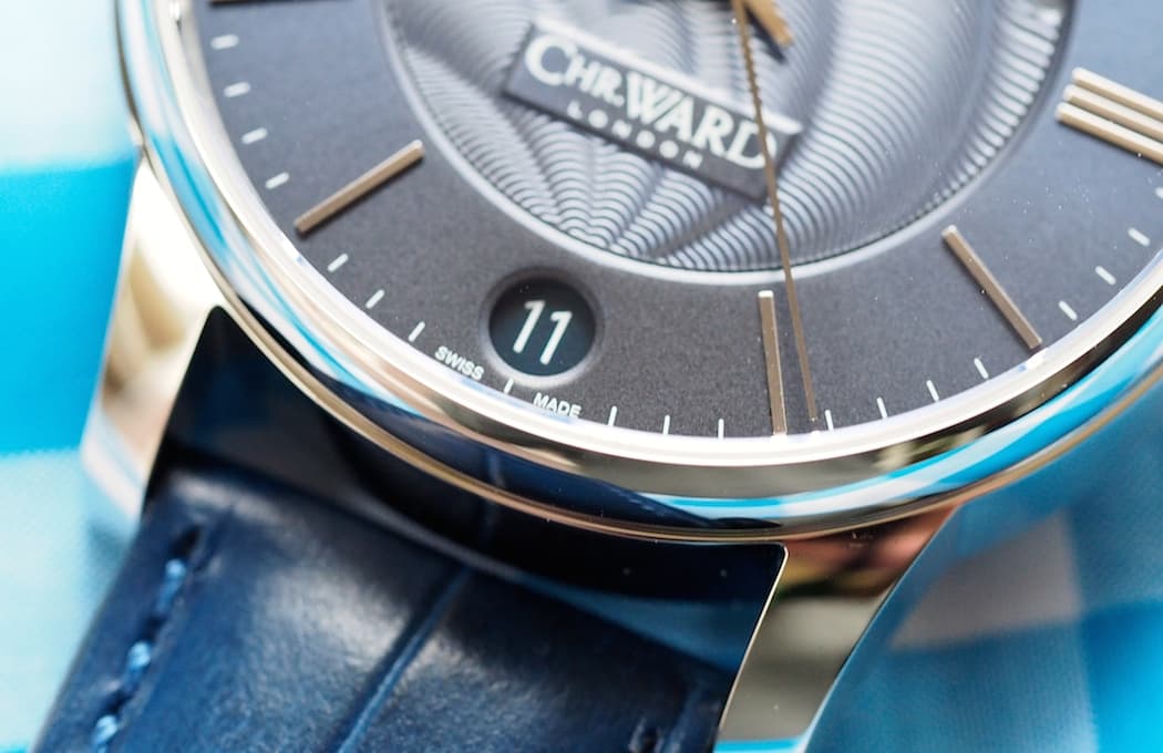 The Christopher Ward C9 Moonphase features a date window at 6:00