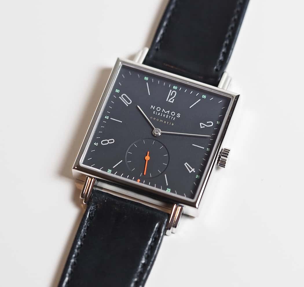 The Nomos Neomatik Tetra with cyan blue dial