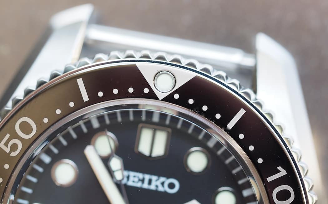 The bezel on the Seiko MM300 is painted onto the steel and it's wonderfully glossy and looks almost ceramic