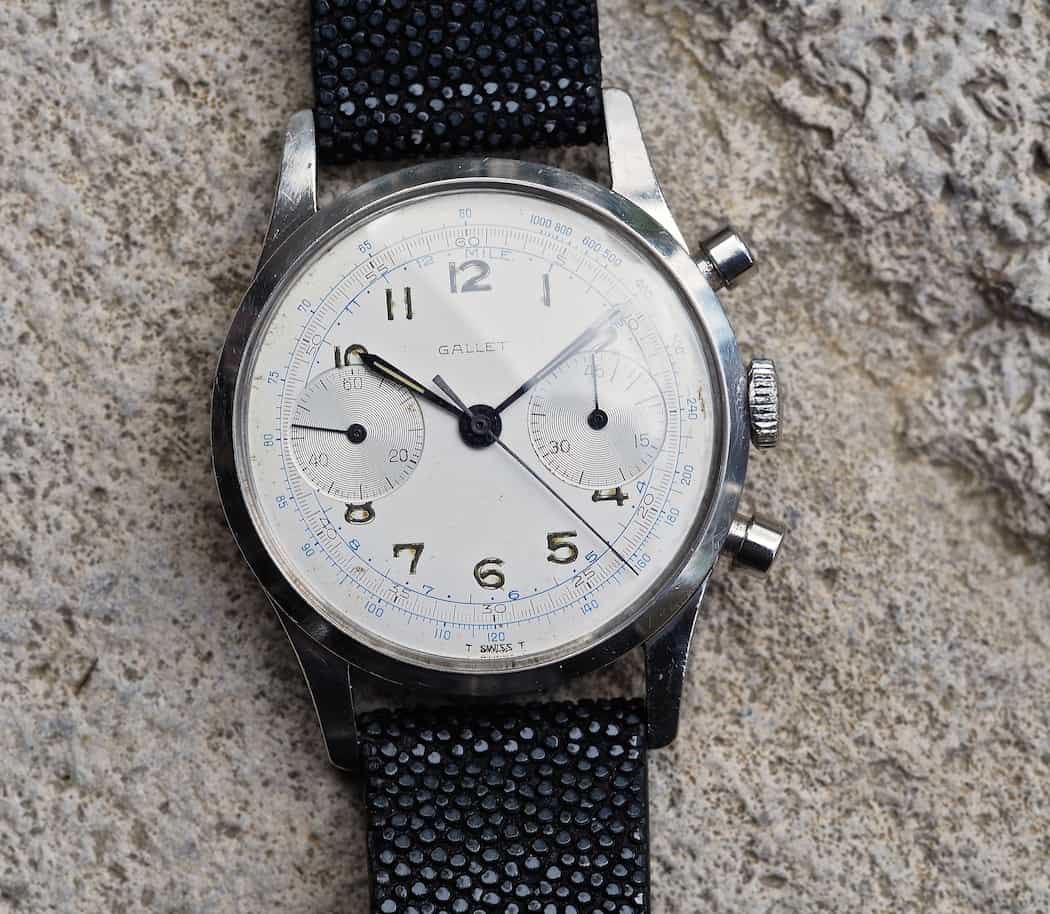 Gallet Multichron 45 - the use of tritium likely points to a 1950's-60's production date
